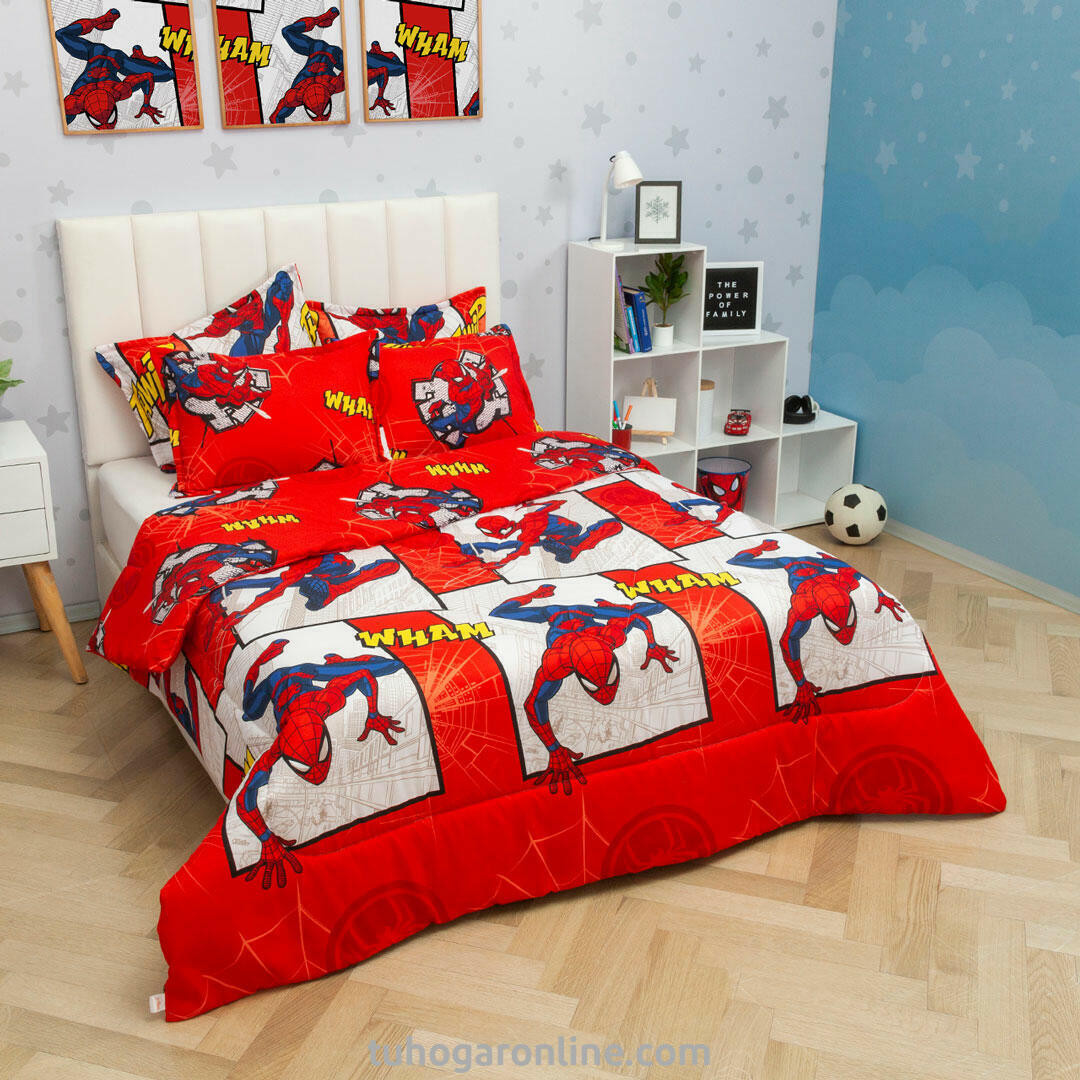 CUBRELECHO ACOLCHADO CAMA SEMIDOBLE MARVEL SPIDERMAN